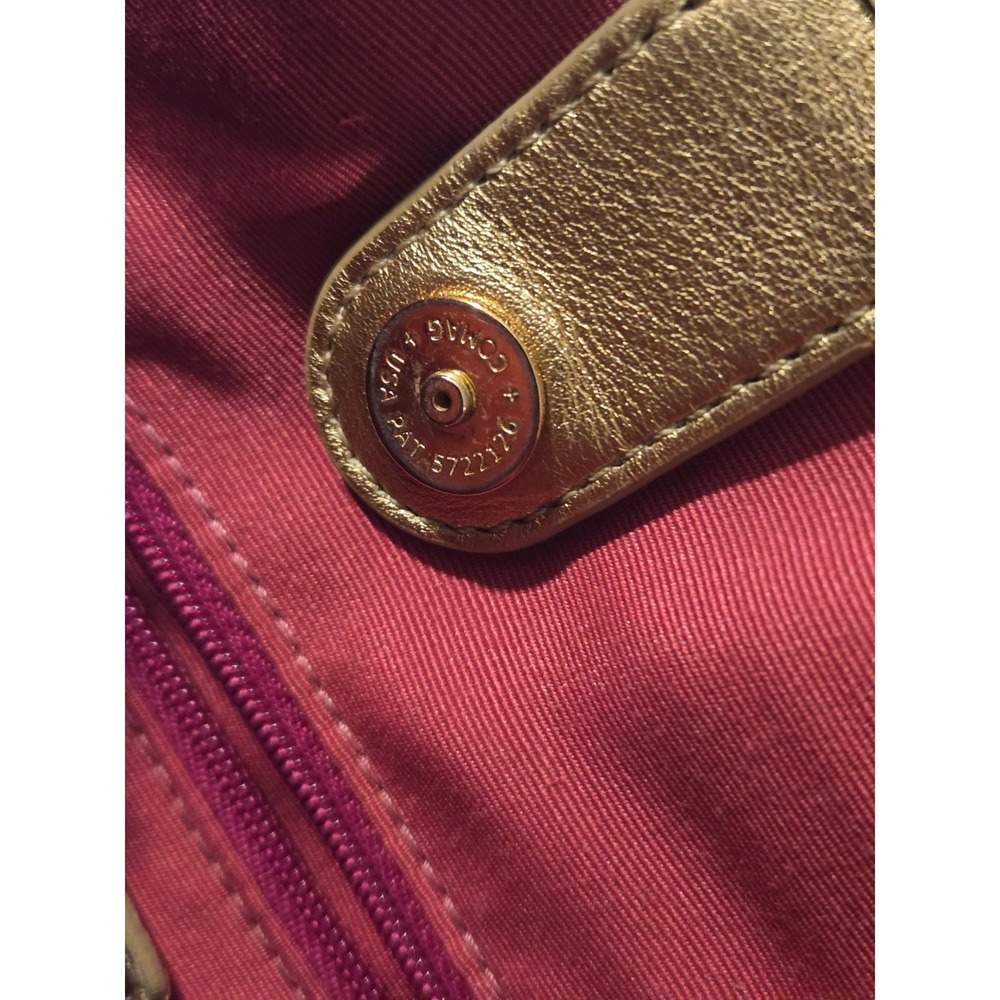 VTG‎ Y2K Coach Tartan Plaid Tote Bag White Gold Leather Trim Multi Color - Picture 9 of 13